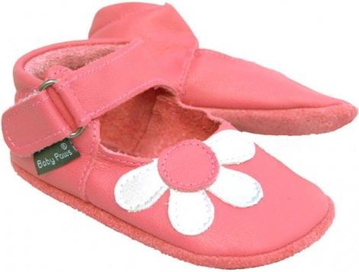 babyslofjes Amanda fuchsia met zilveren bloem