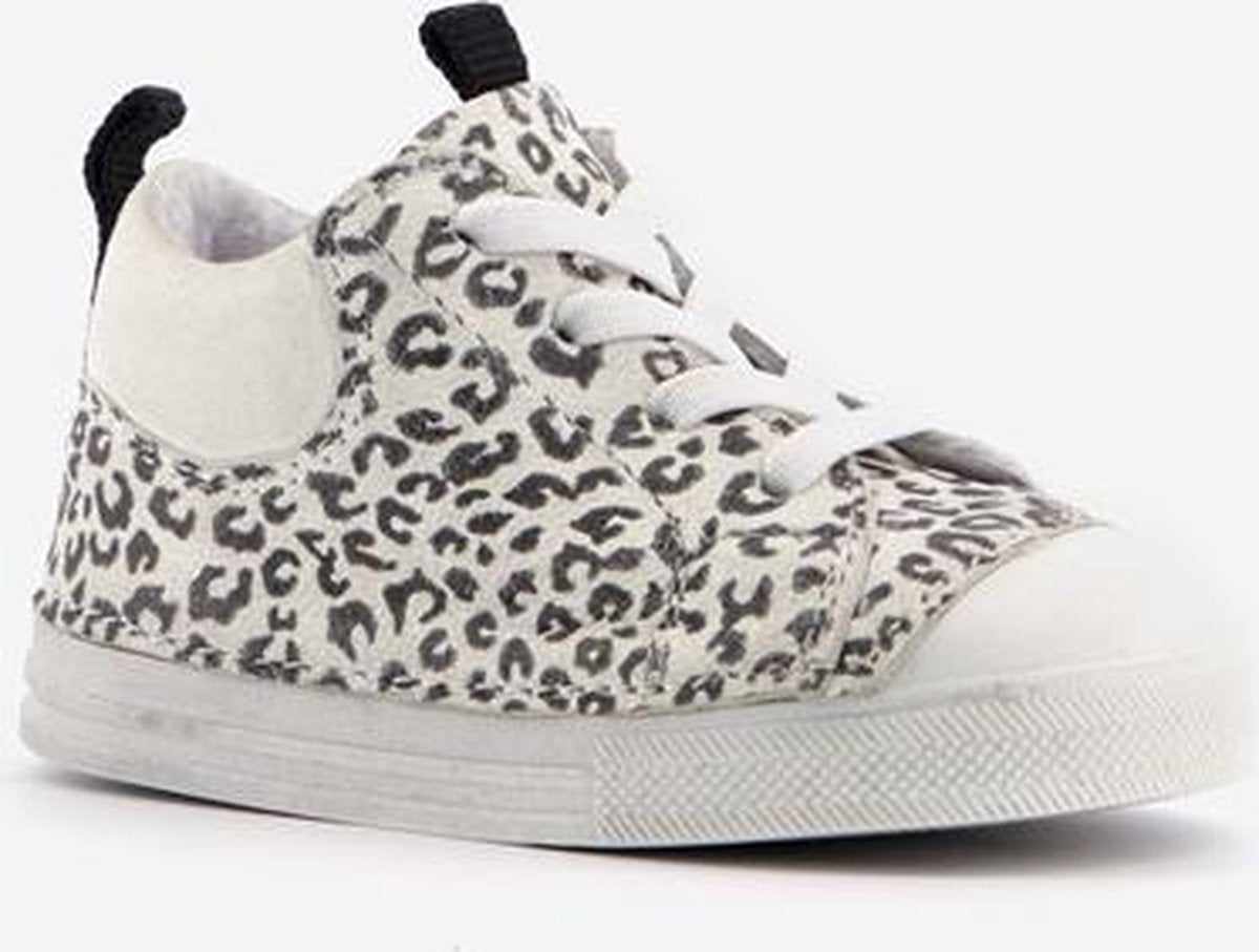 Groot leren babyschoenen met luipaardprint - Wit - Maat 21