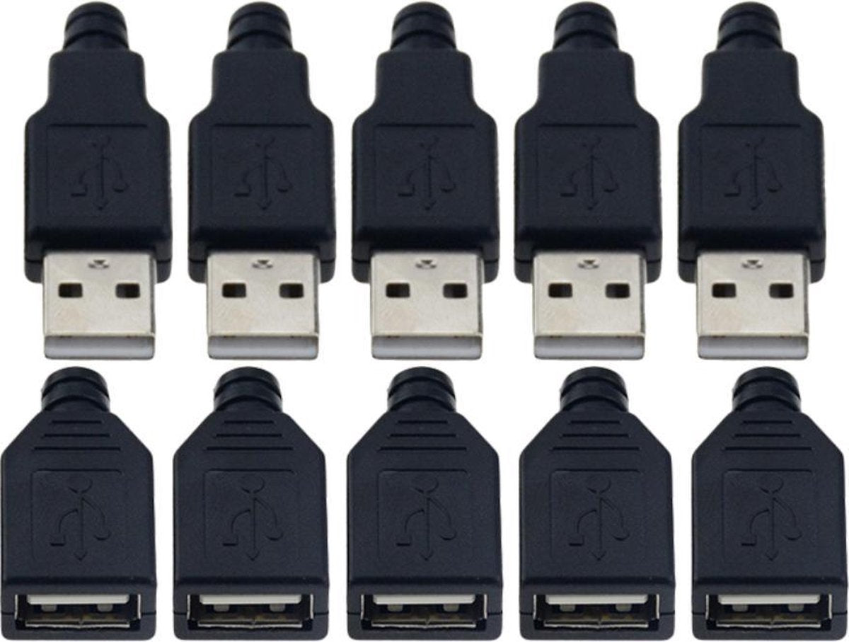 USB 4 Pin - Male / Female Connector Plug - Datakabel - Oplaadkabel Accessoires - 10 Stuks