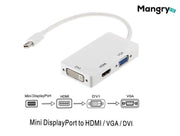 3 in 1 Supersnelle Mini Display port (Thunderbolt) Naar VGA & HDMI & DVI Kabel / Adapter / Schakelaar / Mini Display Port To VGA Connector / Omvormer Voor Apple / Mac / Macbook -Mangry