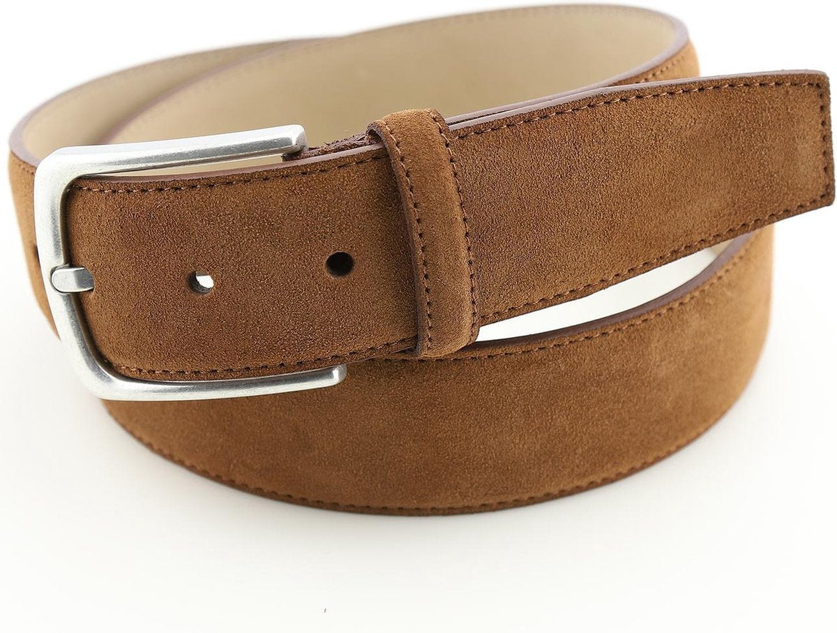 Steppin' Out Mannen Suede riem 4 cm Cognac Leer Maat: 90