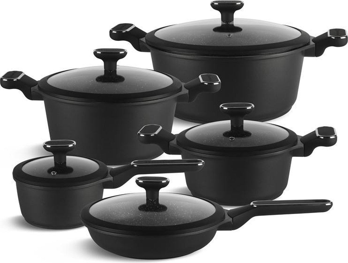 Edënbërg Black Line - 10-delige Luxe Pannenset van Gesmeed Aluminium