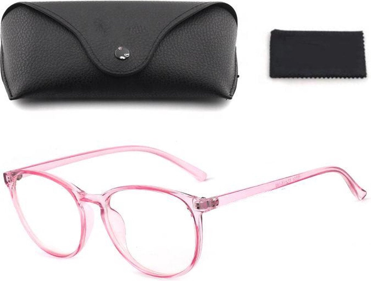 Blauw Licht Bril - Rond Model - Roze computerbril - Roze Beeldschermbril - blauw licht filter bril - White blue light glasses