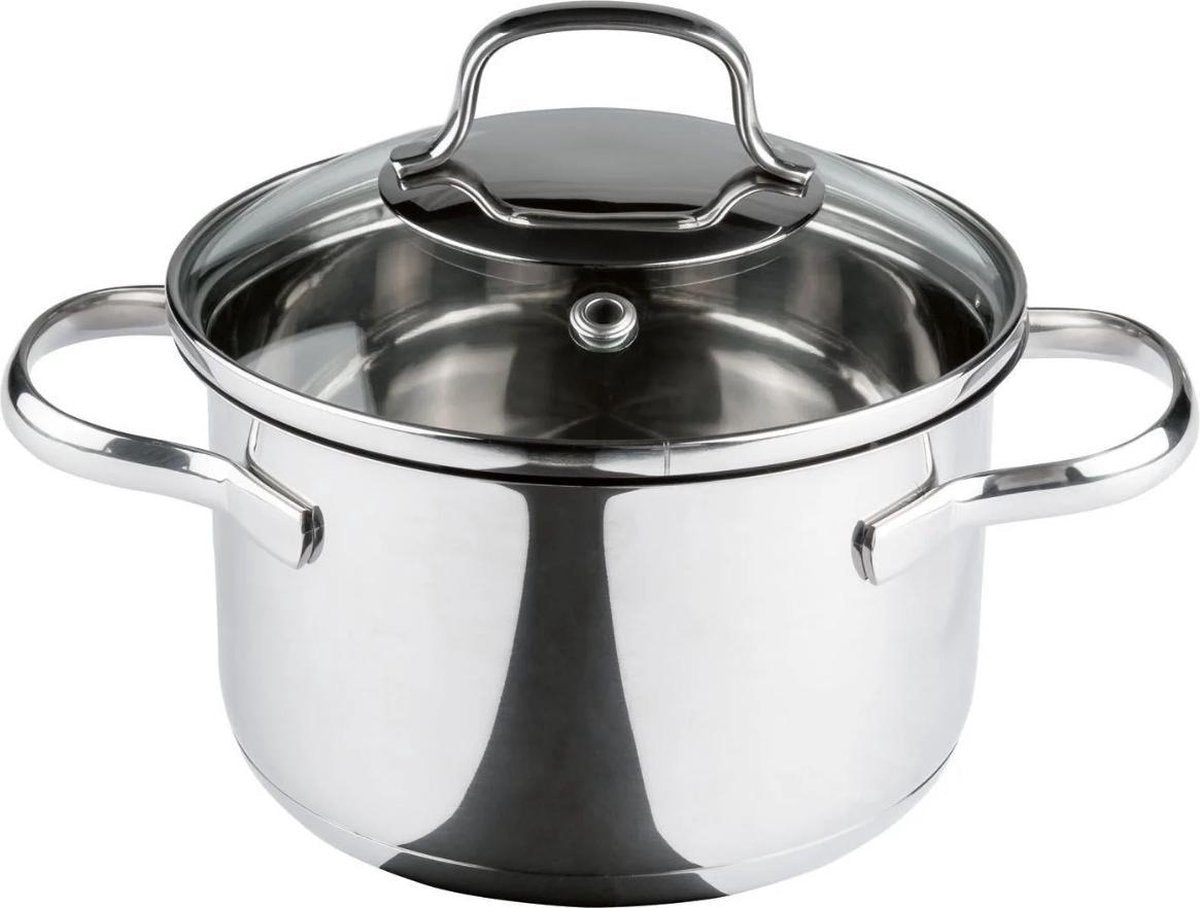 ERNESTO® Kookpan Ø16 cm RVS - Inhoud 1.5L - Bodemdikte 6mm - Pan -