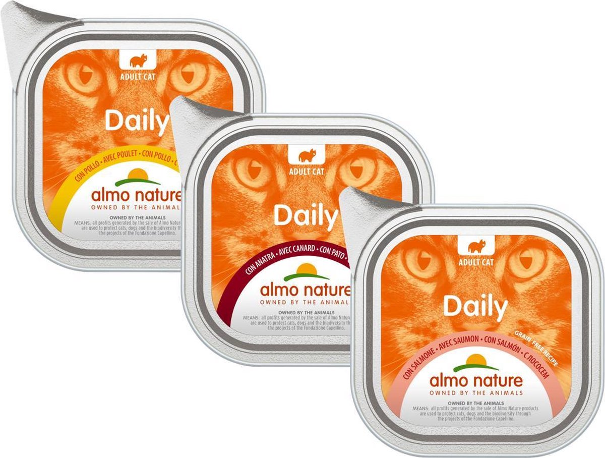 Almo Nature  Natvoer voor Katten - Daily Menu Kuipje - 32 x  100g - met Eend - 32 x 100 gram