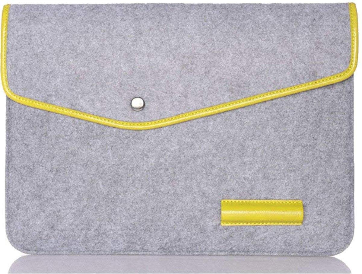 Laptophoes / Laptop Sleeve - 15 Inch - Grijs / Geel