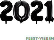 Folieballon 2021 zwart 86cm | Oud & Nieuw Versiering | Nieuwjaar ballonnen