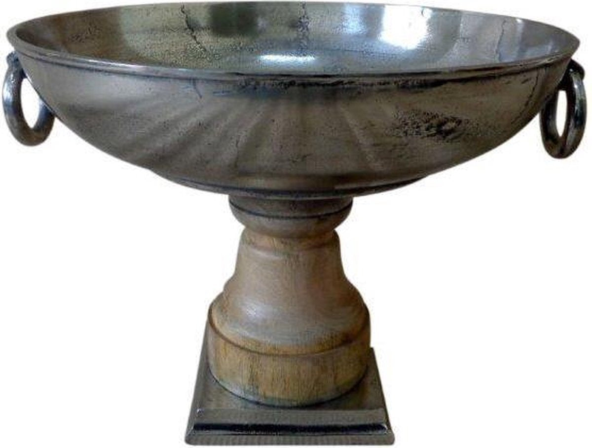 Deco4yourhome - Fruitschaal - 49cm - Old Metal/Natural Wood