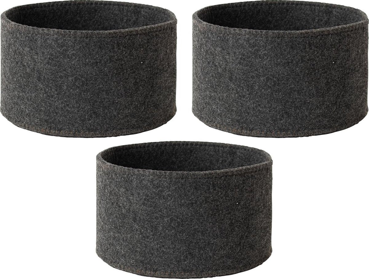 Vilten opbergmandje Ø 20cm - set 3 stuks