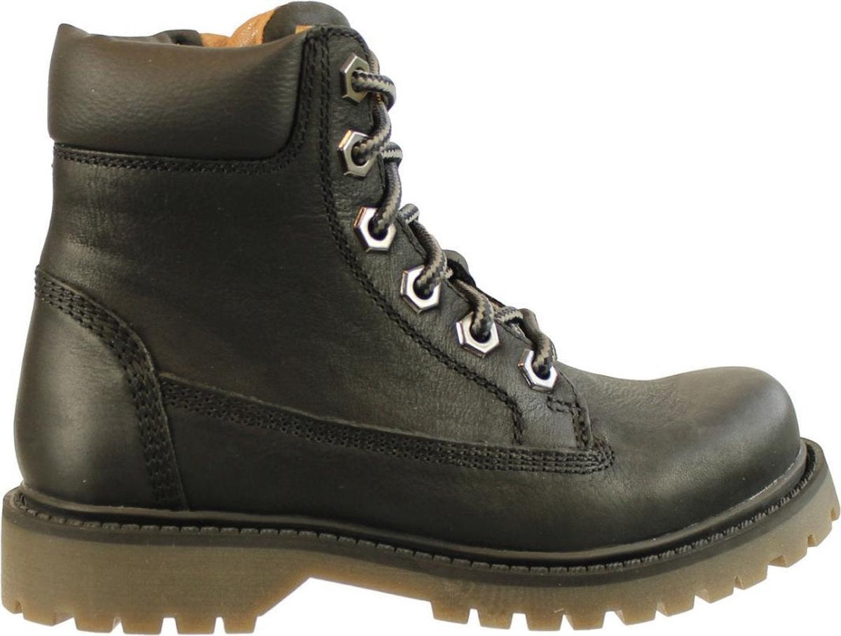 Braqeez Bas Boot Jongens Laarzen - Maat 33 - Zwart - Boots -  Leer - Veters - Kinderschoenen