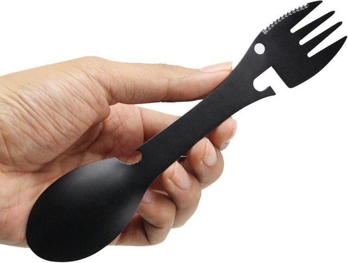 Multifunctionele Campingtool - Keuken Accessoire - Kamperen - Lepel / Vork / Mes - Spork - Flesopener - Survival - Outdoor - Reizen