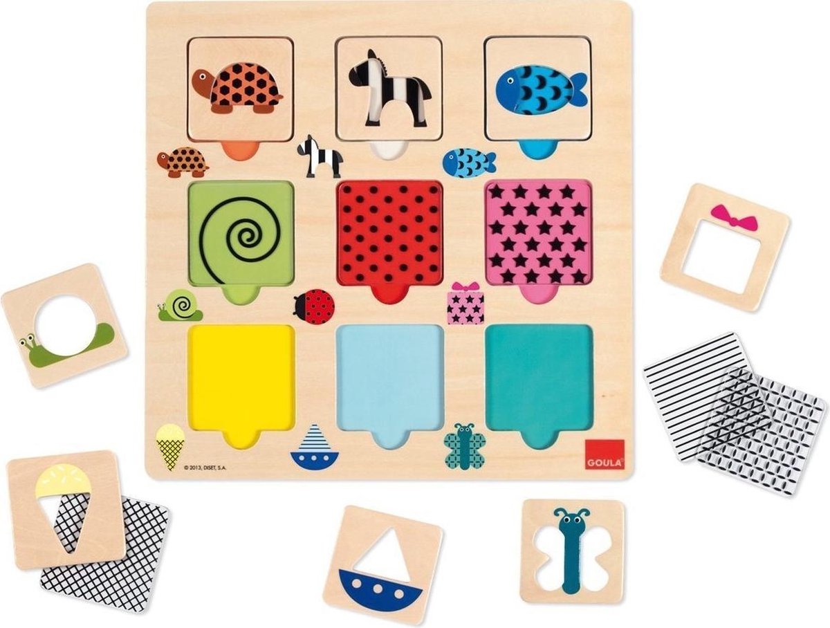 Goula Houten Puzzel - Huisdieren - 9 Stukjes