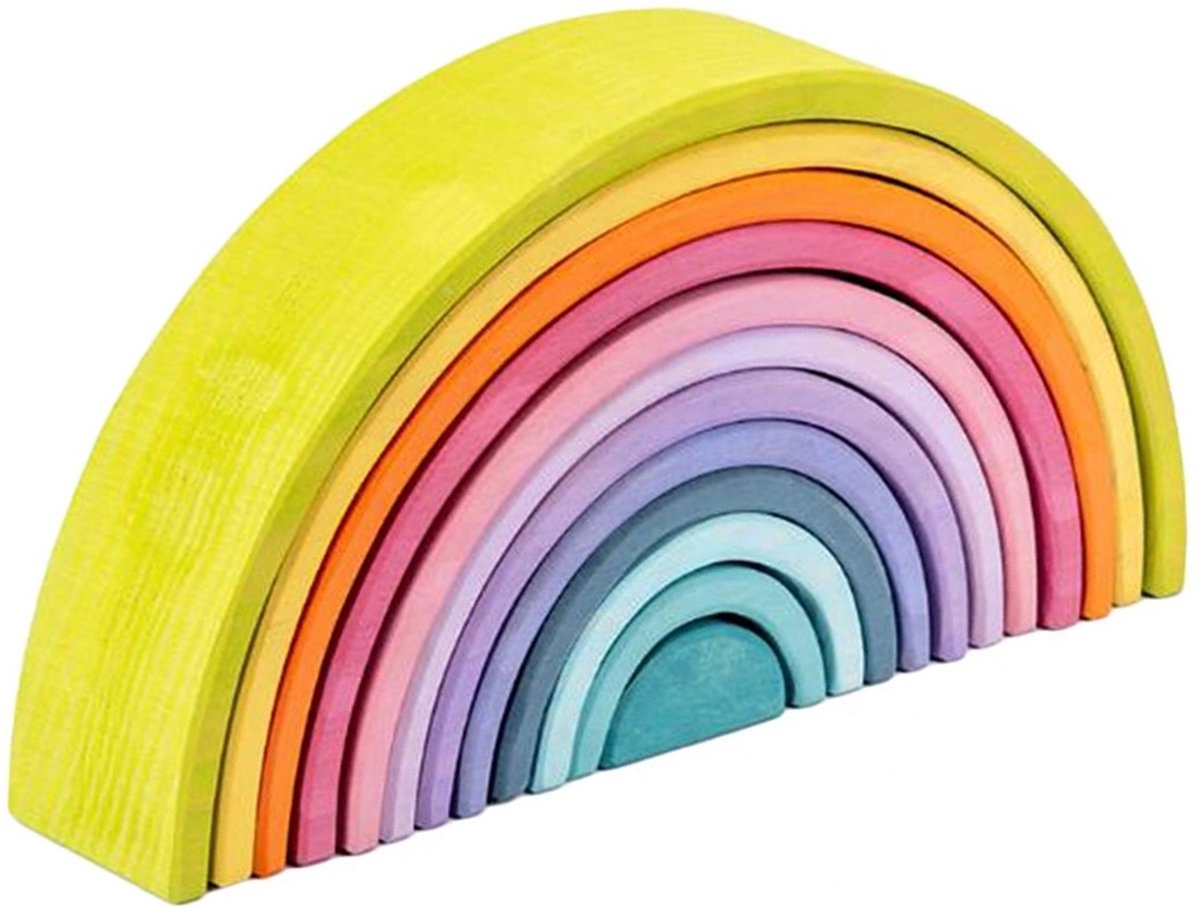 CRISPY | Houten Regenboog in PASTEL kleuren | Open Ended Play! | Montissori Speelstenen | Educatief Speelgoed | Houten Regenboog | 12 Bogen