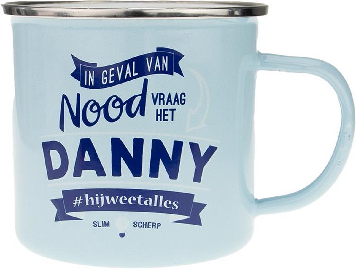 Mok - Top vent - Danny - Geëmailleerd - Gevuld met verpakte Sorini bonbons - In cadeauverpakking