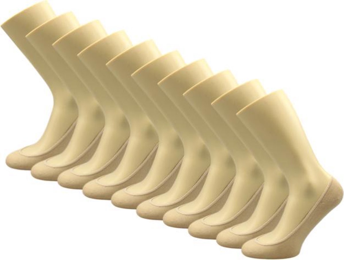 10 paar Dames kousenvoetjes - Katoen - Naadloos - beige