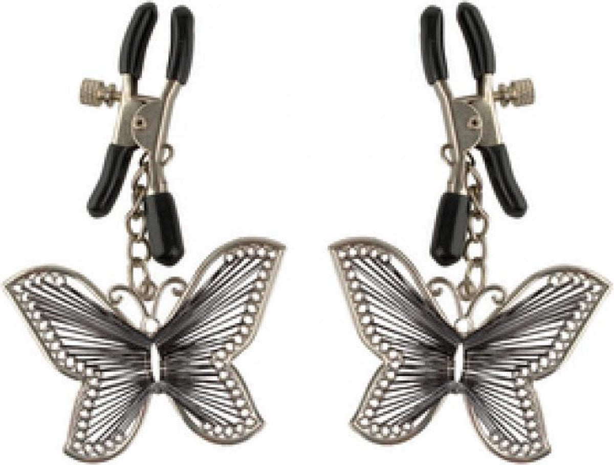 Butterfly Nipple Clamps - Silver - Nipple Vibrators & Stickers -