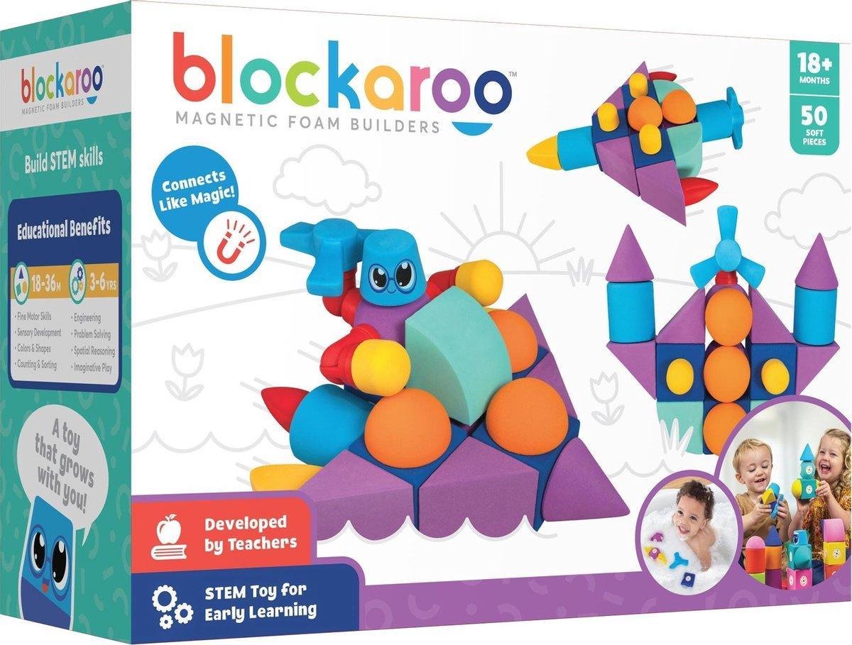 Blockaroo Builders box-50 stuks-magnetisch speelgoed-peuter speelgoed-speelgoed 1 jaar/2 jaar/3 jaar-badspeelgoed