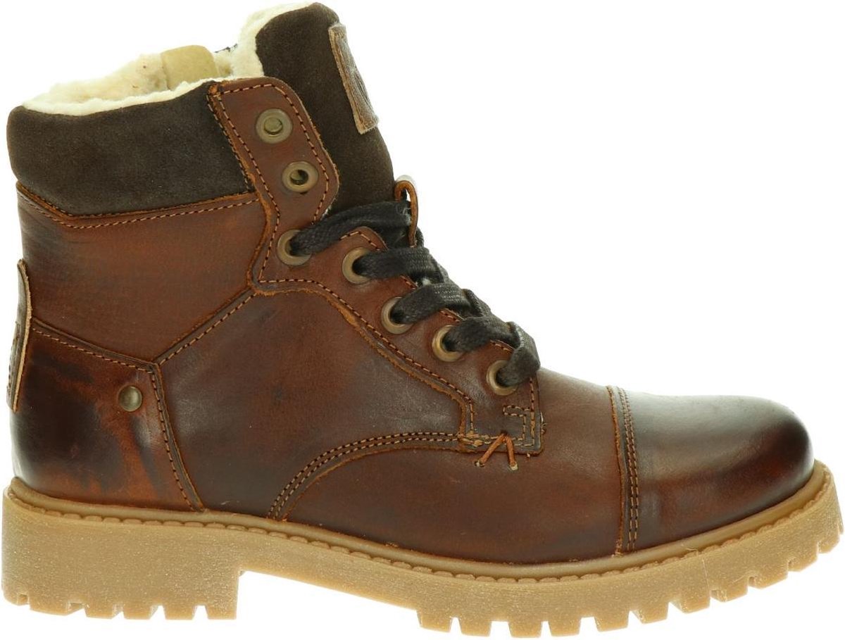 Nelson kids jongens veterboot - Cognac - Maat 33