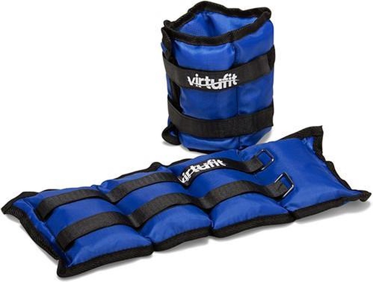 Enkelgewichten en polsgewichten - VirtuFit Verstelbare Gewichten - 2 x 2 kg - Nylon - Blauw