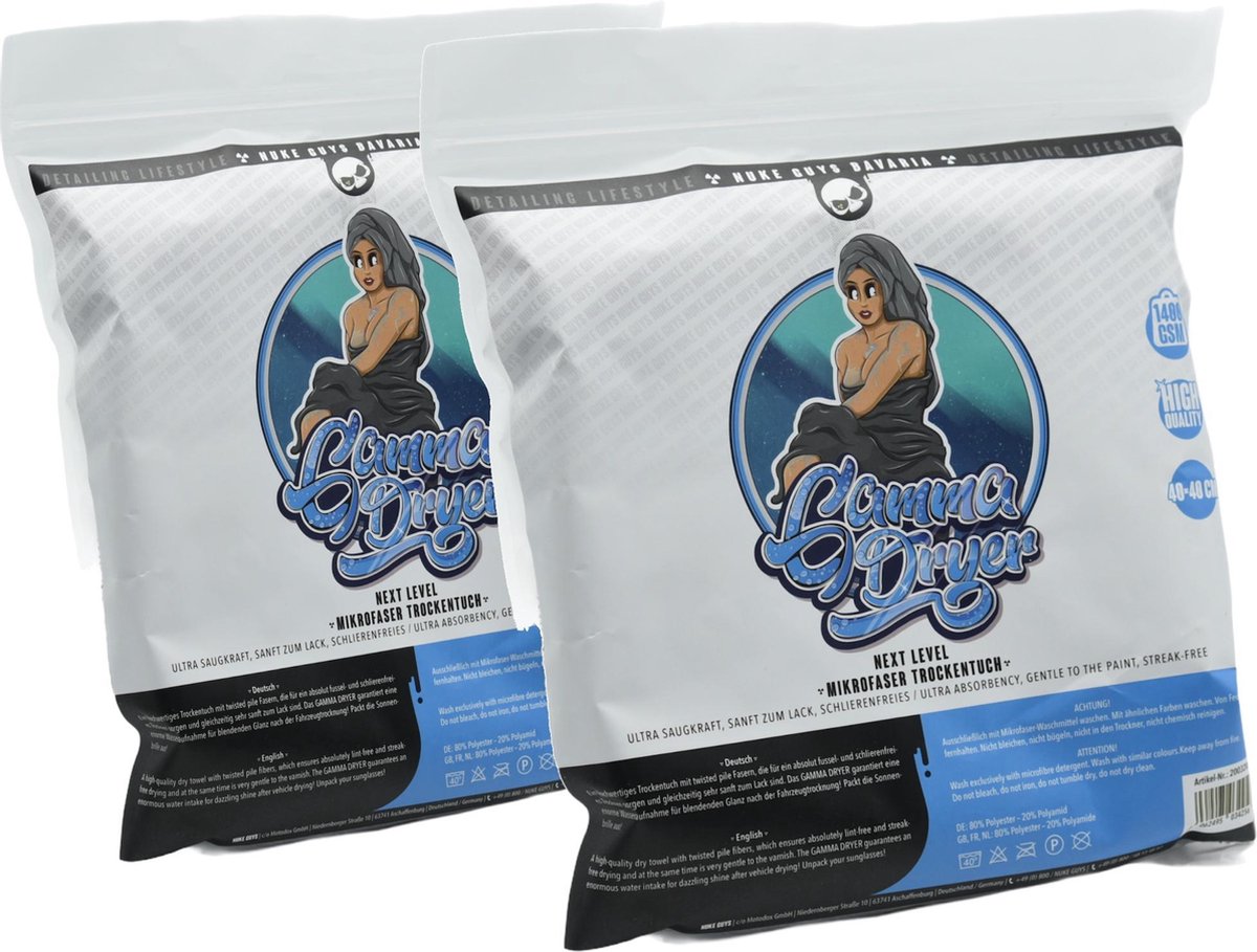 2 x Nuke Guys Hoogwaardige Microfiber droogdoek 1400 GSM 40x40 cm