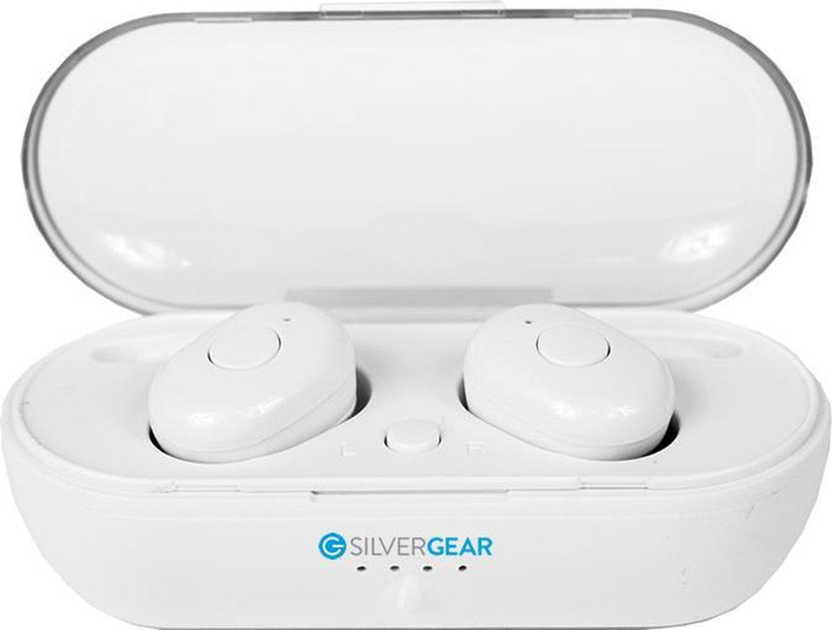 Silvergear Draadloze In Ear Sport Oordopjes - Bluetooth - Oplaadbare Opbergcase - Wit