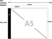 A5 LED licht Lichtbak / Tekentafel / Lichttafel / Lightpad / Lichtbox / Lightbox 