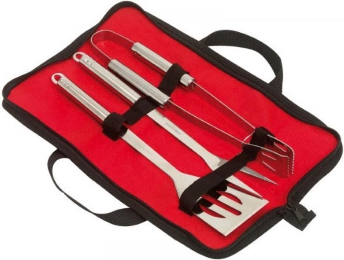 Orange85 Barbecue Grillset - 3-delig - met Draagtas - RVS - Spatel - Vleesvork - Tang