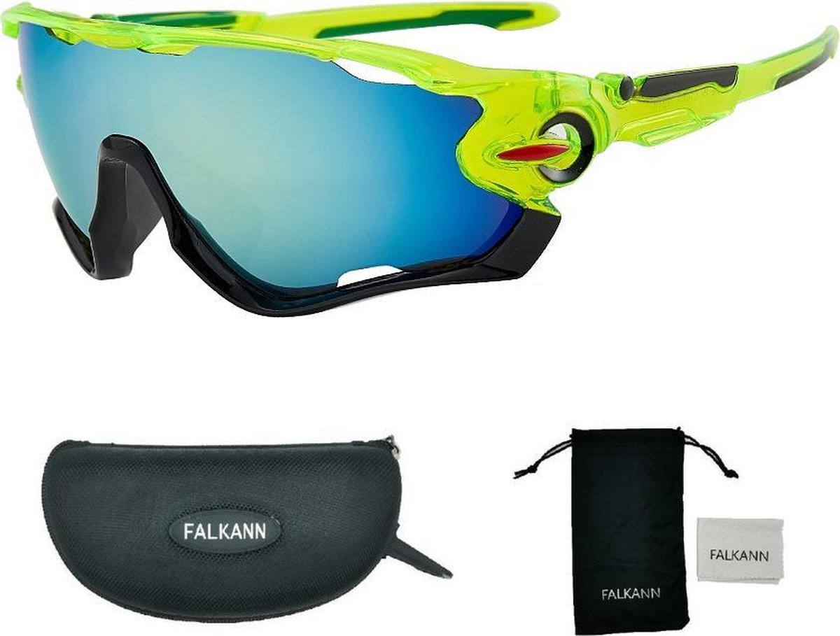 Fietsbril Met Luxe Hoes - Sportbril - Zonnebril - UV bescherming- lime