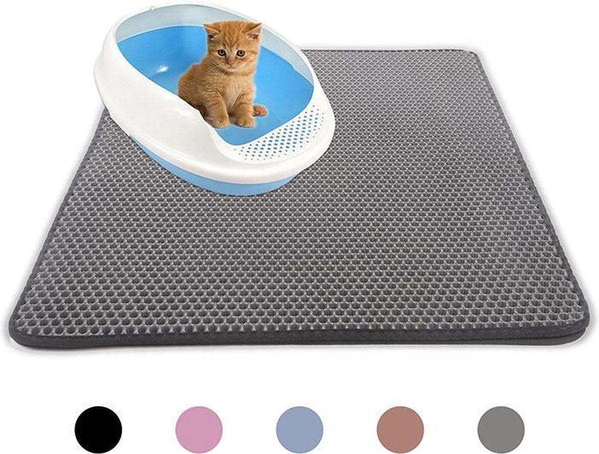 Kattenbakmat – Grit Opvanger – Schoonloopmat – Katten Mat – Matje Voor Kattenbak – 40X50CM - Grijs