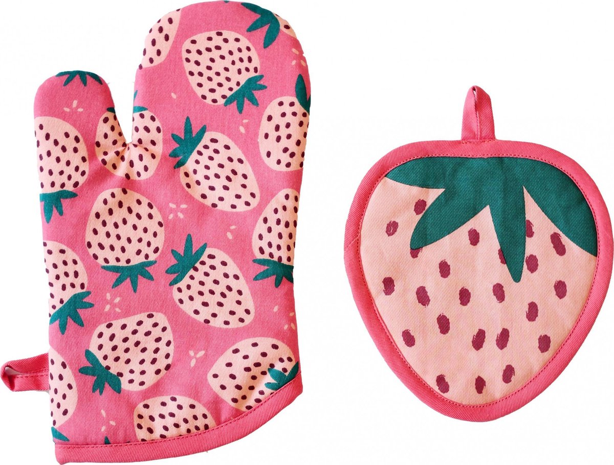 Siretessile Pannenlap En Ovenwant Samba Polykatoen Roze 2-delig