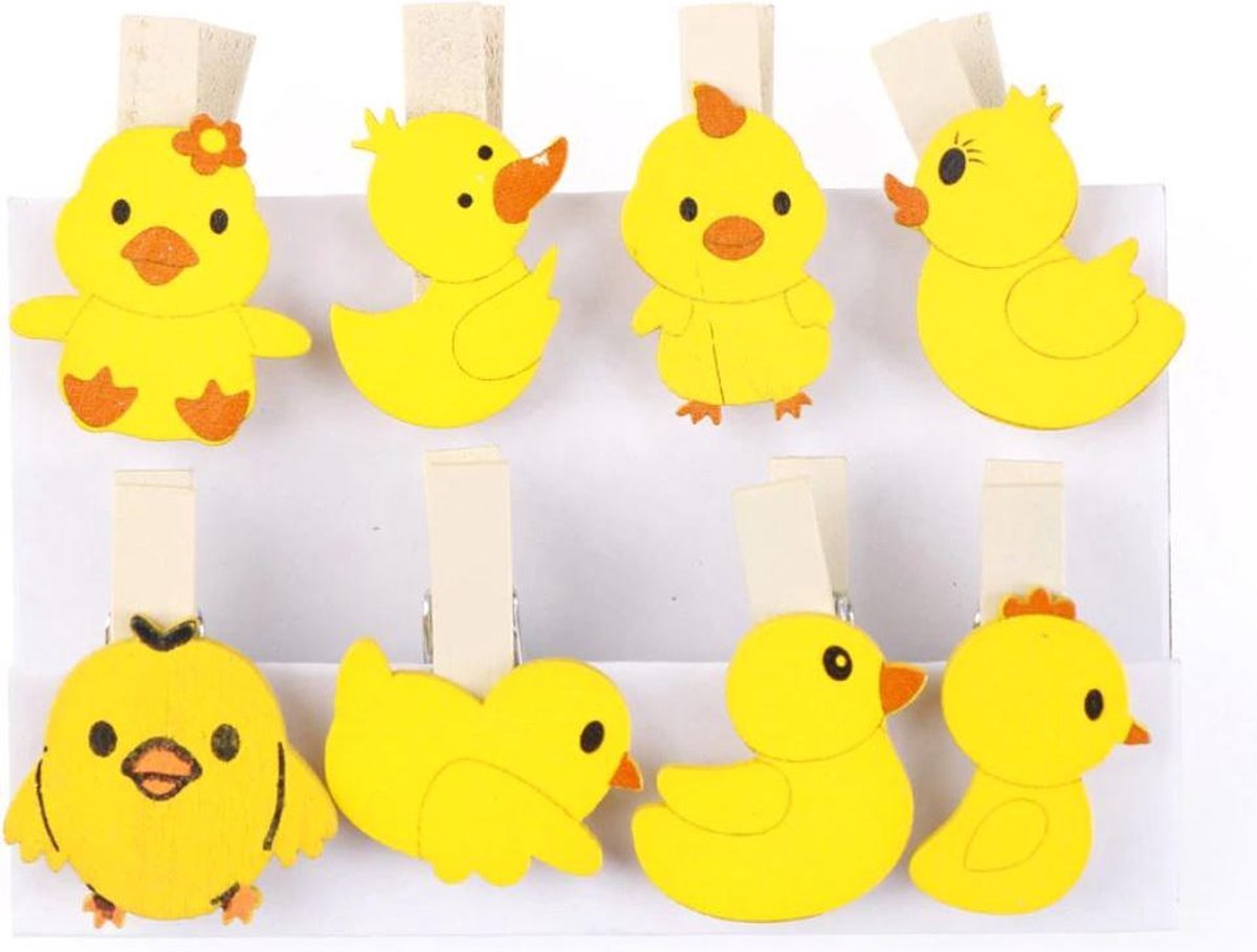 Mini wasknijpertjes Eend 8 stuks
