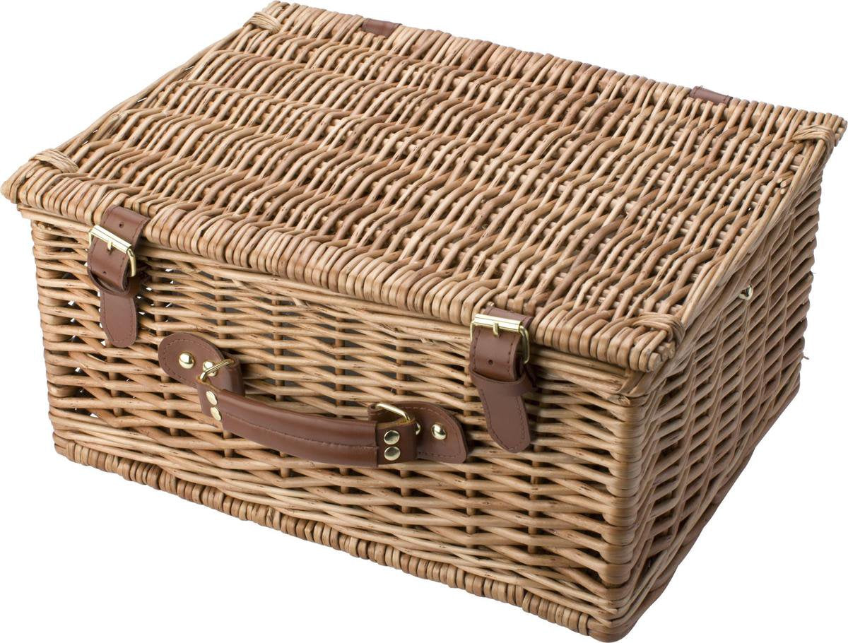 Luxe Picknickmand voor 2 personen inclusief Bestek RVS en servies Porselein