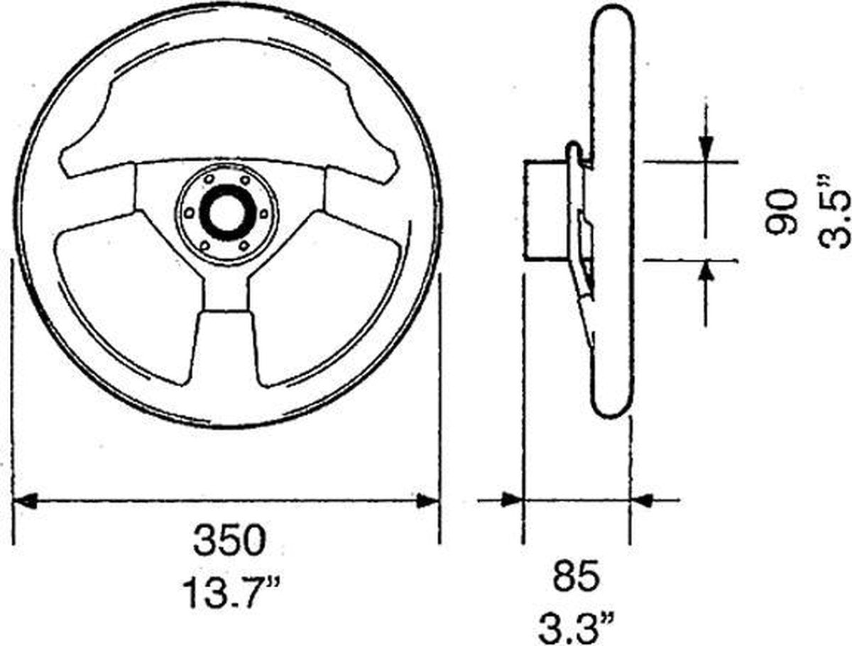 Ultraflex V38 Stuurwiel 3-spaaks V38 stuurwiel zwart 3-spaaks