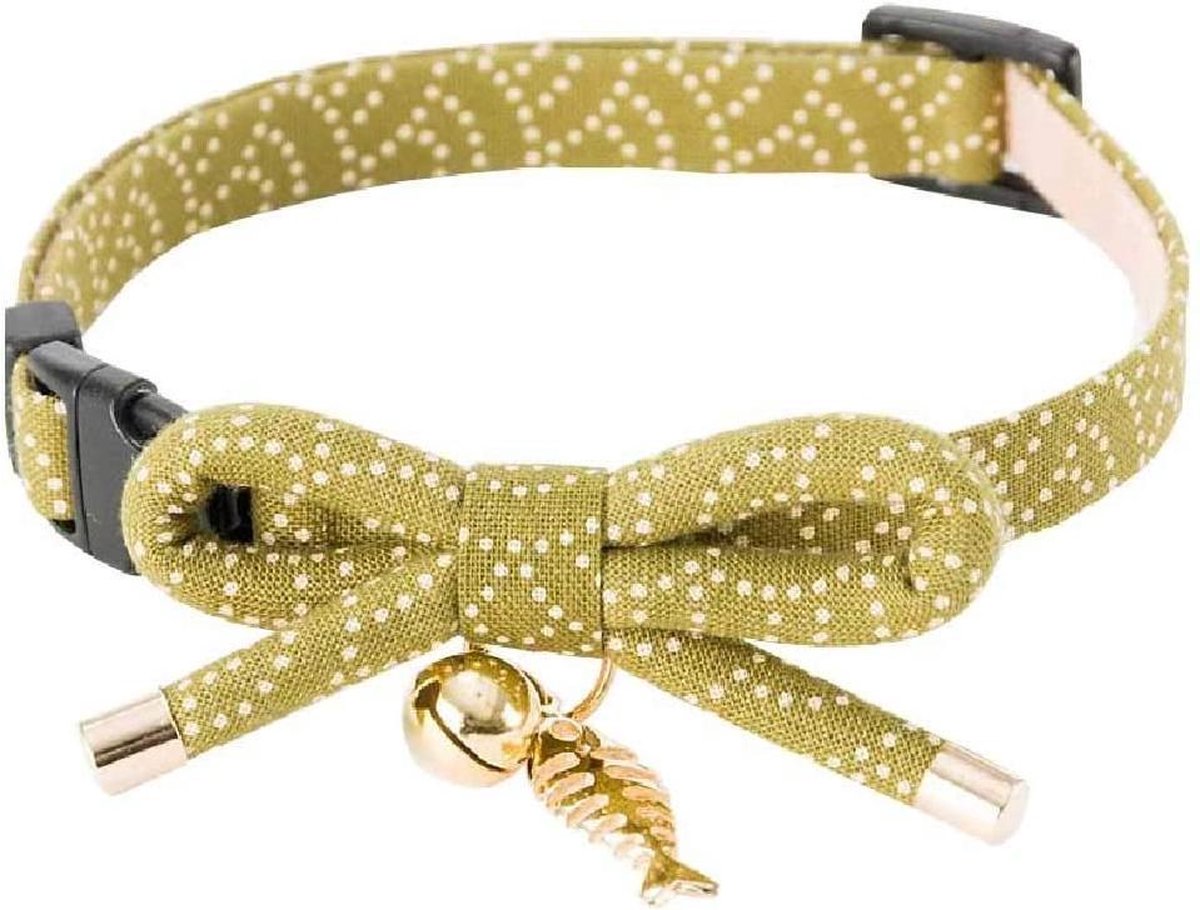 NECOICHI ZEN kattenhalsband groen met vis bedel