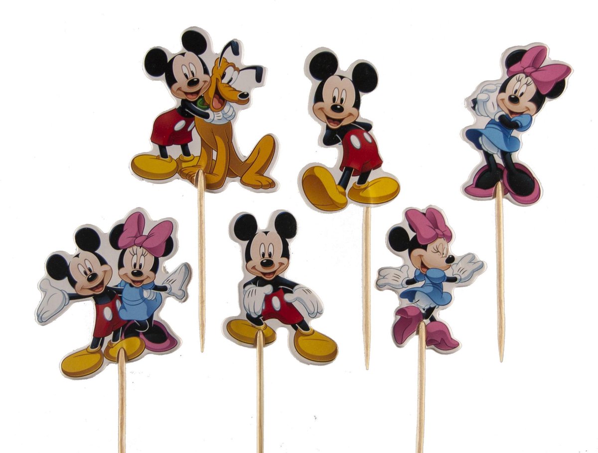Mickey en Minnie Mouse |24 stuks|cupcake - cupcake decoratie - cupcake versiering - cupcake toppers - taart decoratie - taartversiering