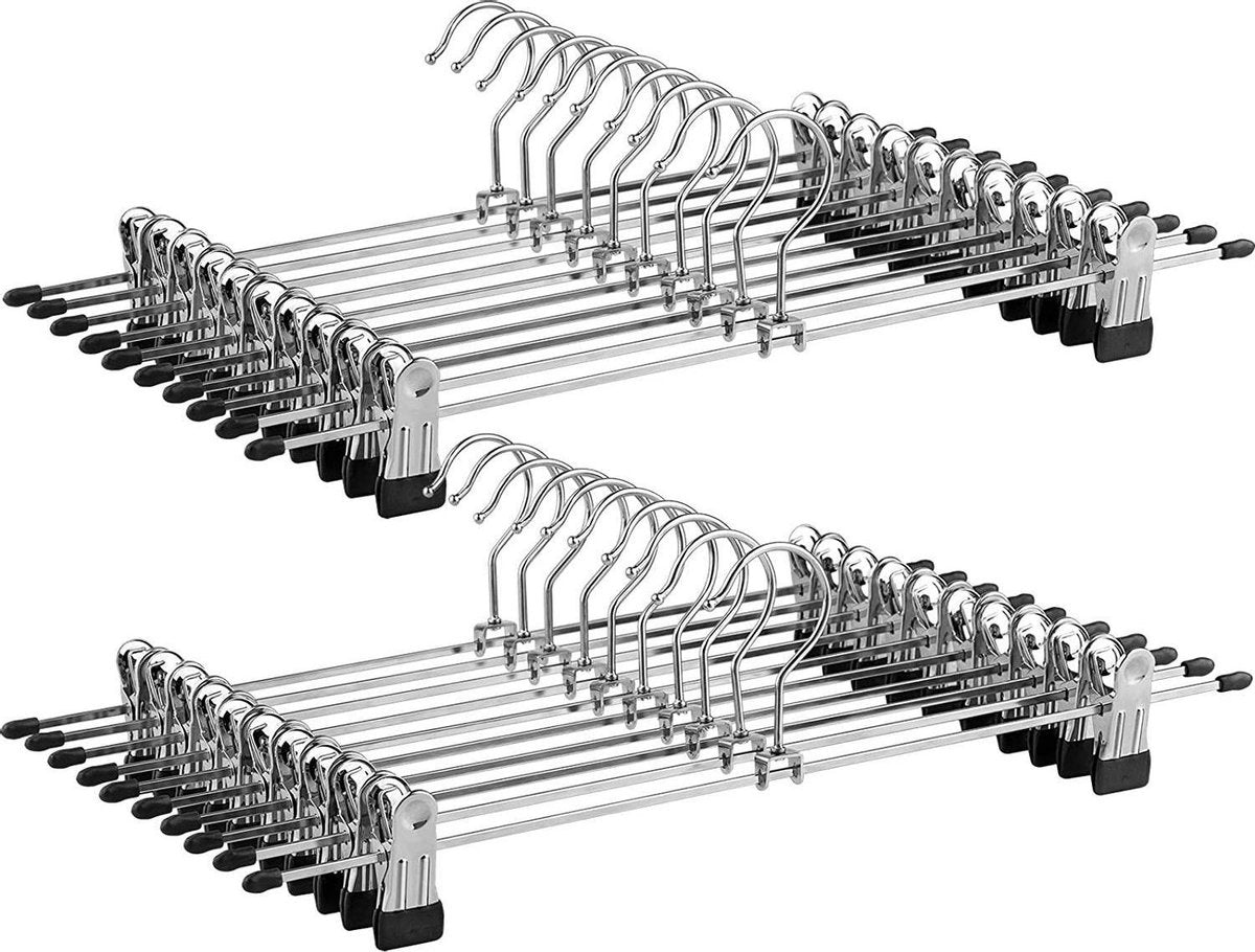Nancy's Kledinghangers - 20 x metalen broekhanger - Kledinghanger - Kleerhanger (extra breed) - Antislip - 40 x 10