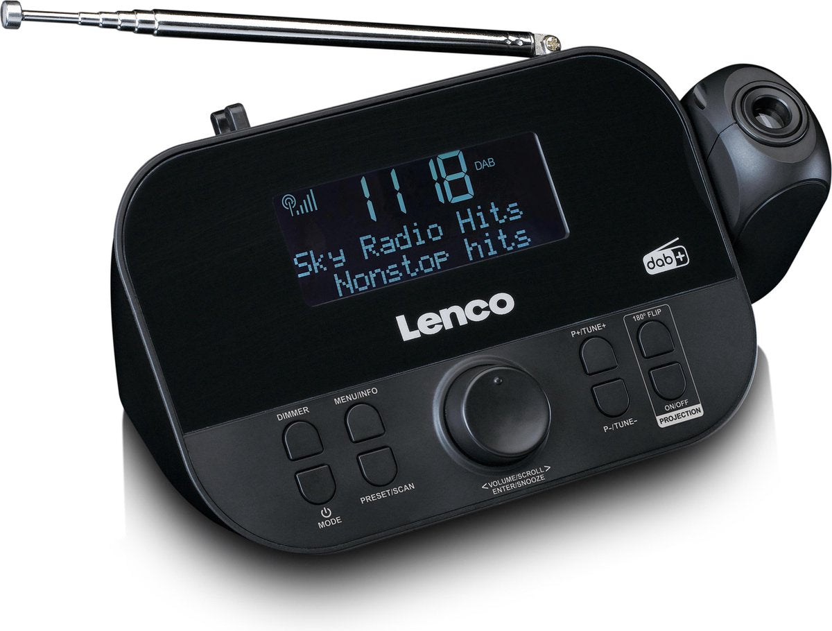 Lenco CR-615BK - DAB+ en FM radio met tijd projectie - Zwart