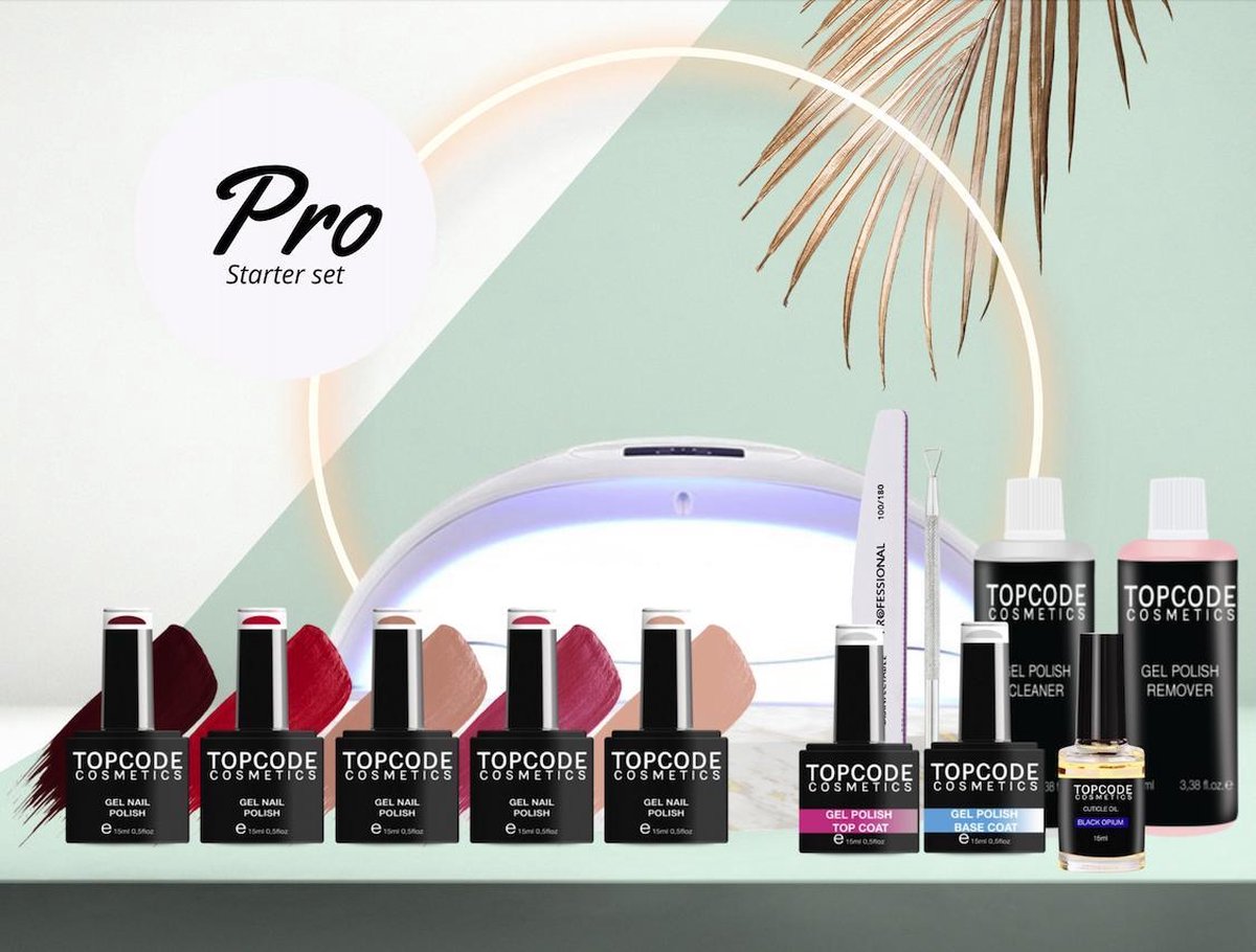 Gellak starterset met lamp van TOPCODE Cosmetics - Pro Starter Set - Gellak #MCPR04 - incl. 5 kleuren