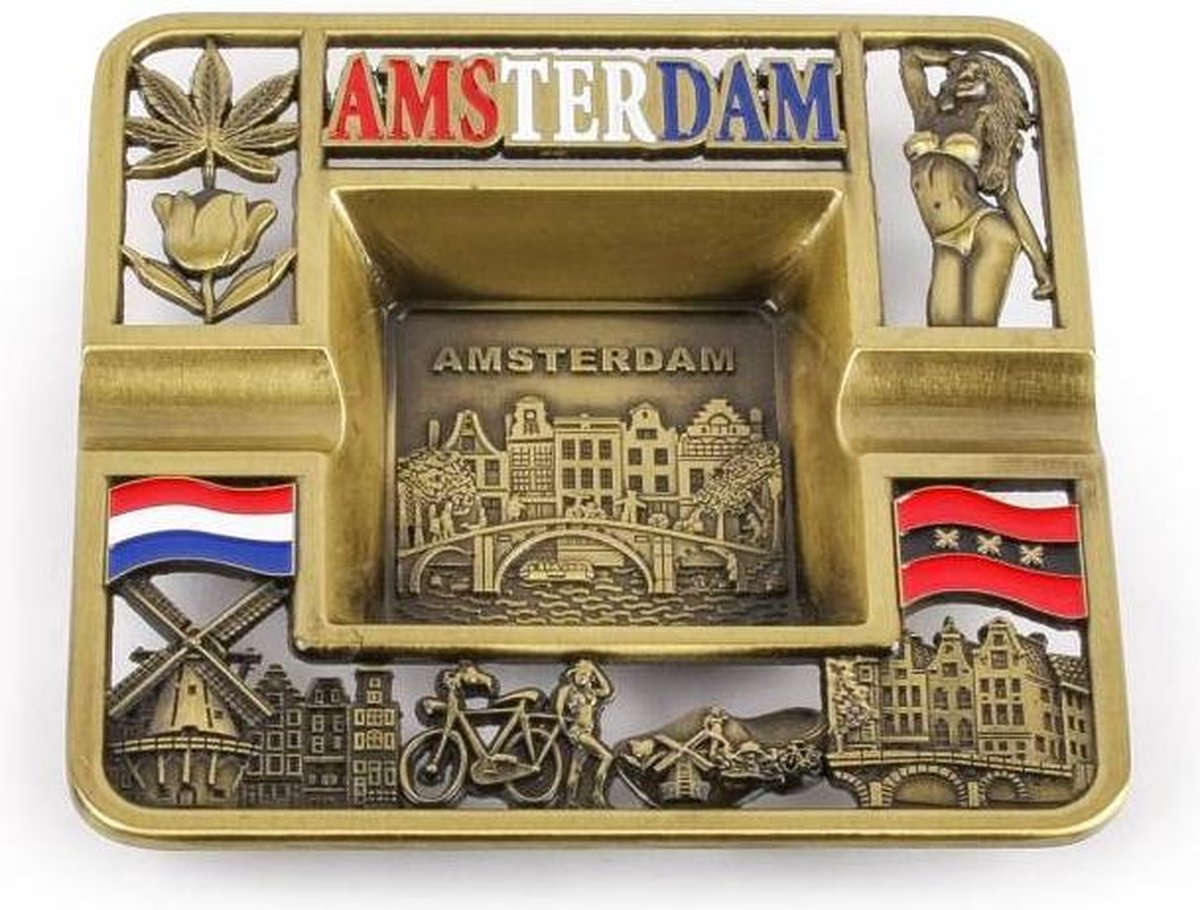 Asbak Vierkant Amsterdam Compilatie Brons - Souvenir