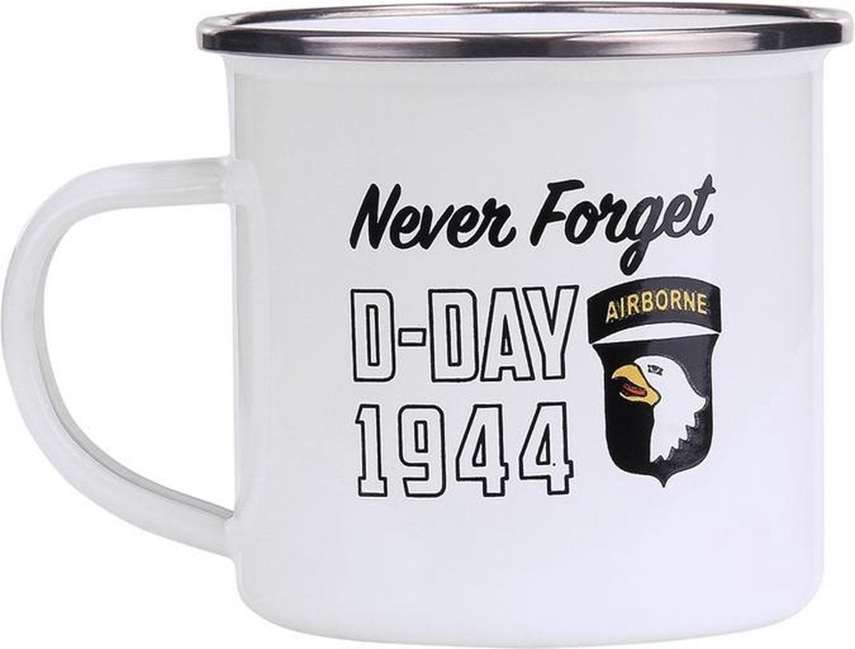 Emaille beker leger wit - D-Day 1944/airborne
