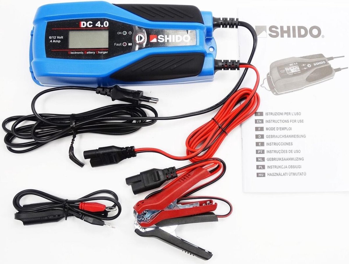 Shido DC 4.0 Auto Motor Lithium & Loodzuur Acculader 12V 1A Multi Batterij Lader Accubesparende Druppellader