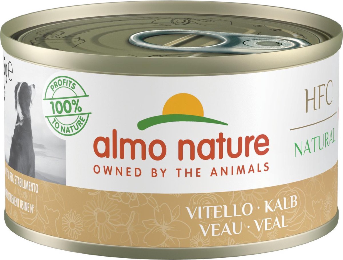 Almo Nature  HFC Natural Natvoer voor Honden - 24 x 95 gram - Kalf - 24 x 95gram