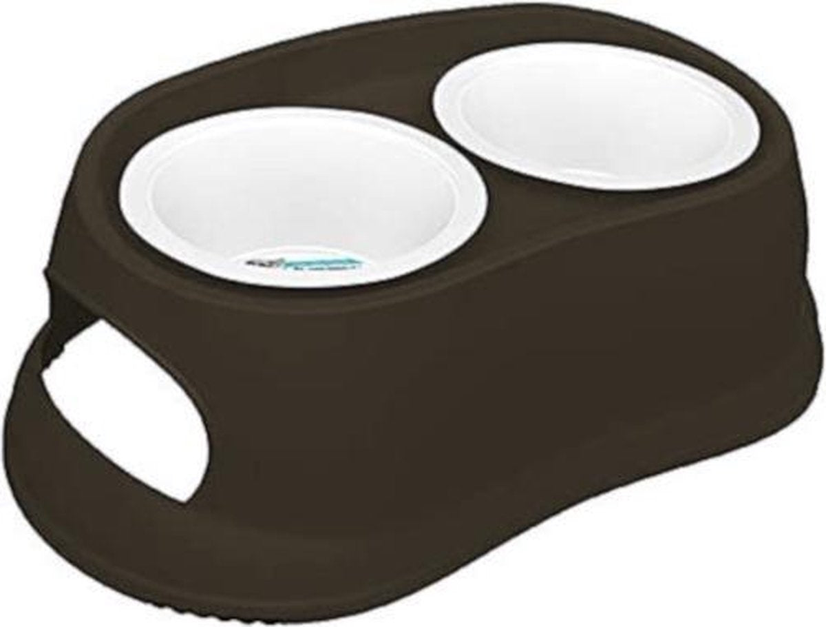 M-pets Voer- En Drinkbak 2 X 800 Ml 49 X 31 Cm Bruin 3-delig