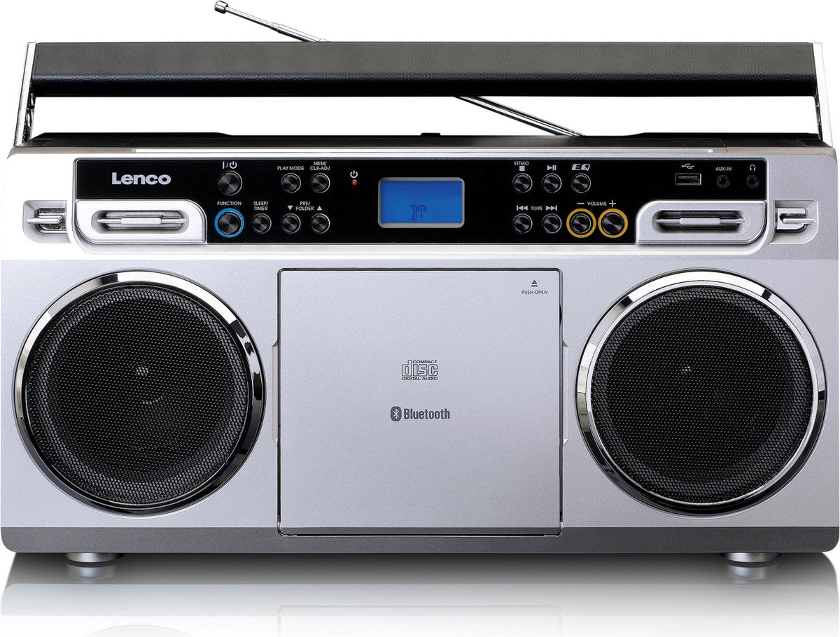 Lenco SCD-580SI - Draagbare radio CD speler met Bluetooth en USB - Zilver