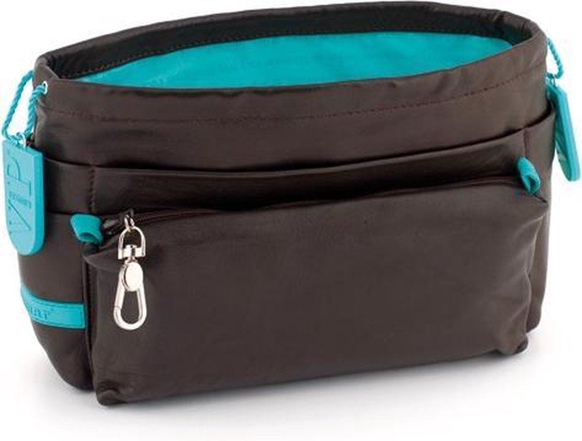 Tasorganizer lamsleer - chocolate / lagon