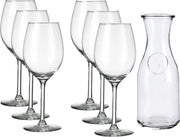 Glazen wijn karaf van 500 ml met 6x stuks wijnglazen voor rode wijn 320 ml