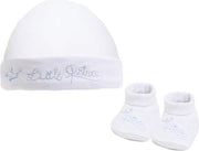 Baby muts met slofjes |Tekst Prince| kleur wit maat 0-3 maanden|Bonnet bébé avec chaussons Text Prince couleur blanc taille 0-3 mois