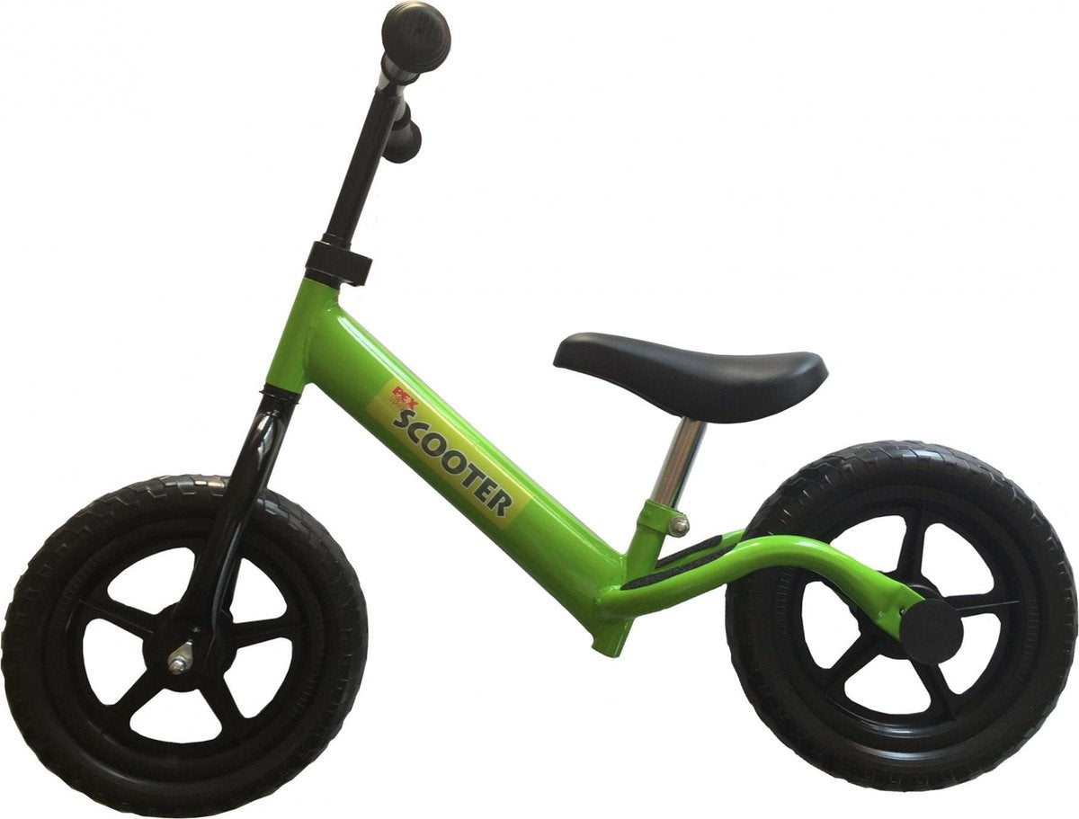 PexKids kinder scooter Loopfiets - 12 inch - Staal - Groen