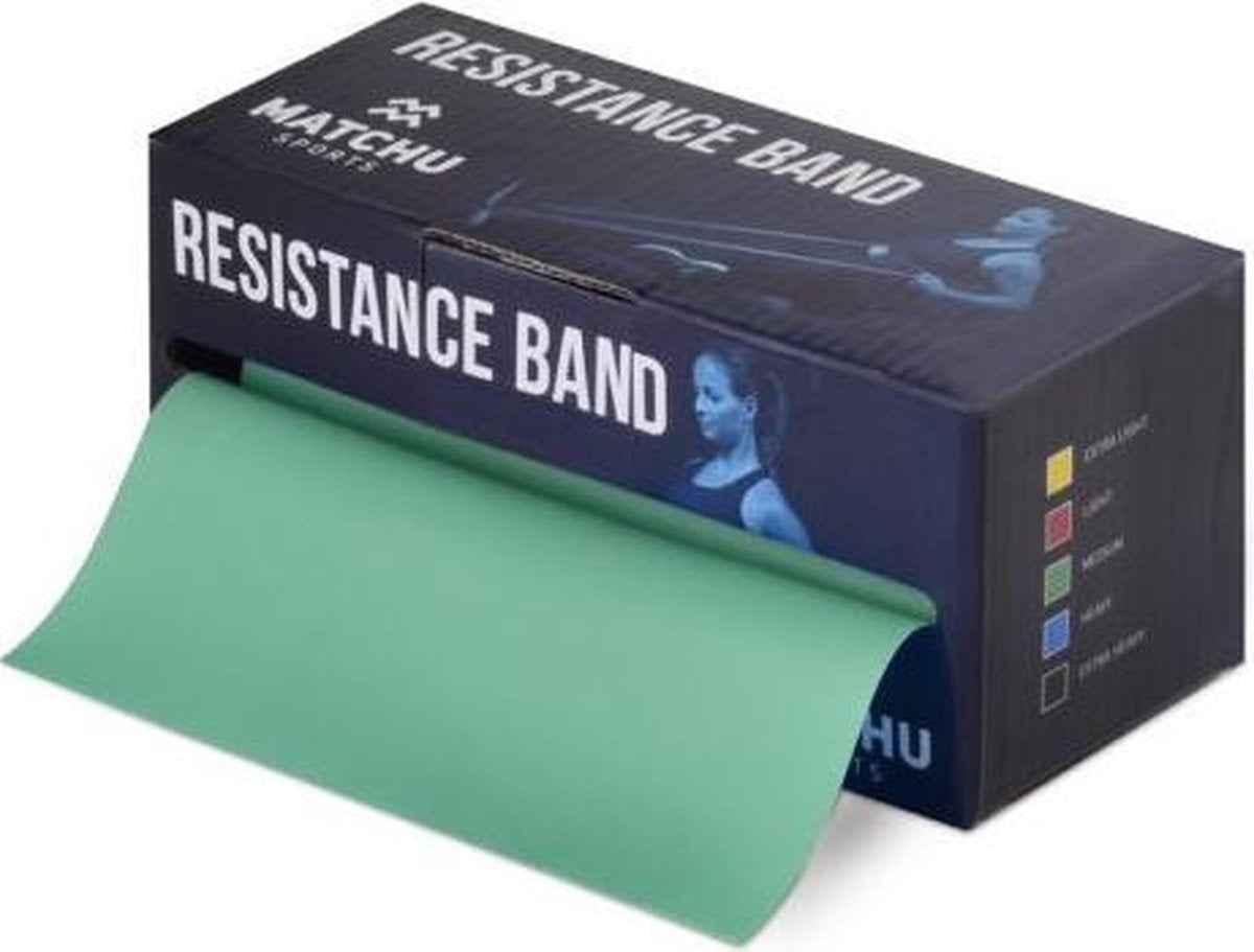 Matchu Sports Oefenband - Weerstandsband - Groen - 5.5 m