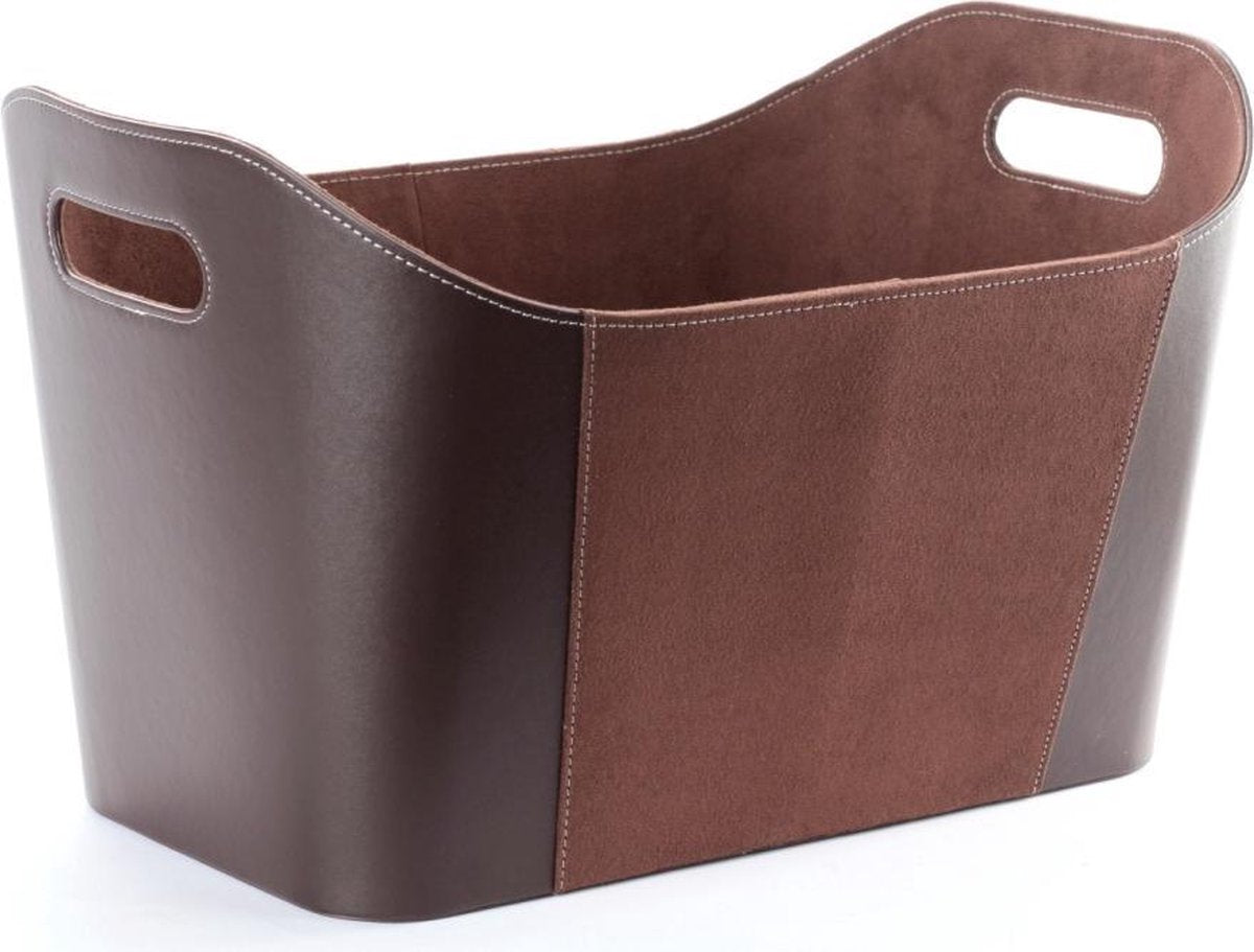 Houtmand met suede (H/L/B - 30/51/34) Bruin